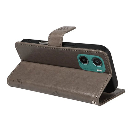 For Motorola Moto G05 4G Leather Phone Case Cat Tree Pattern Design Wallet Cover Stand