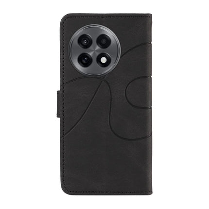 For OnePlus 13R 5G Wallet Case Leather Phone Cover Stand with Curved Line Design -  Black
