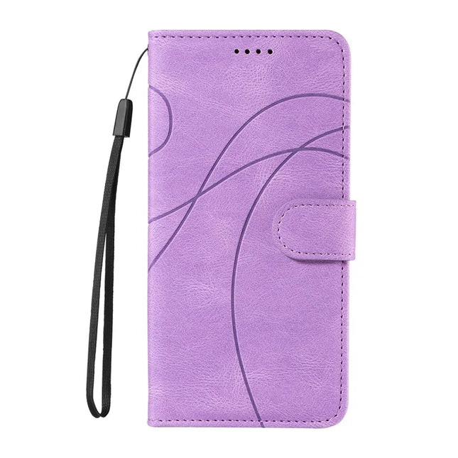 For OnePlus 13R 5G Wallet Case Leather Phone Cover Stand with Curved Line Design -  Light Purple