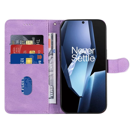 For OnePlus 13R 5G Wallet Case Leather Phone Cover Stand with Curved Line Design -  Light Purple