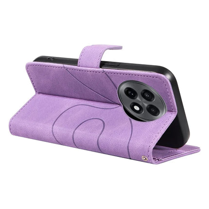 For OnePlus 13R 5G Wallet Case Leather Phone Cover Stand with Curved Line Design -  Light Purple