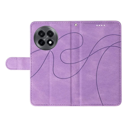 For OnePlus 13R 5G Wallet Case Leather Phone Cover Stand with Curved Line Design -  Light Purple