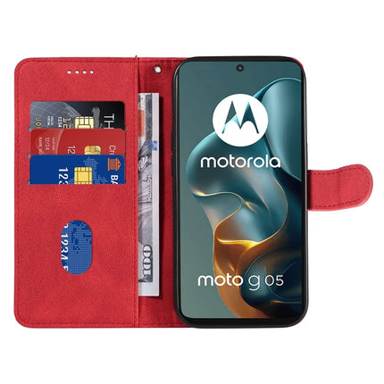 For Motorola Moto G05 4G Wallet Case Leather Phone Cover Stand with Curved Line Design