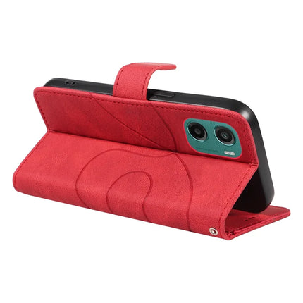 For Motorola Moto G05 4G Wallet Case Leather Phone Cover Stand with Curved Line Design