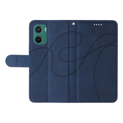 For Motorola Moto G05 4G Wallet Case Leather Phone Cover Stand with Curved Line Design