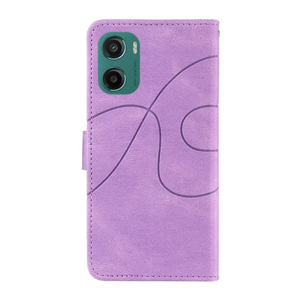 For Motorola Moto G05 4G Wallet Case Leather Phone Cover Stand with Curved Line Design -  Light Purple