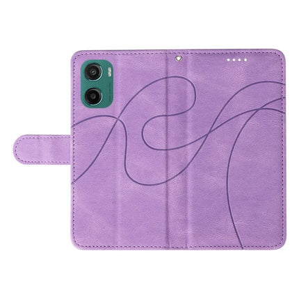 For Motorola Moto G05 4G Wallet Case Leather Phone Cover Stand with Curved Line Design -  Light Purple