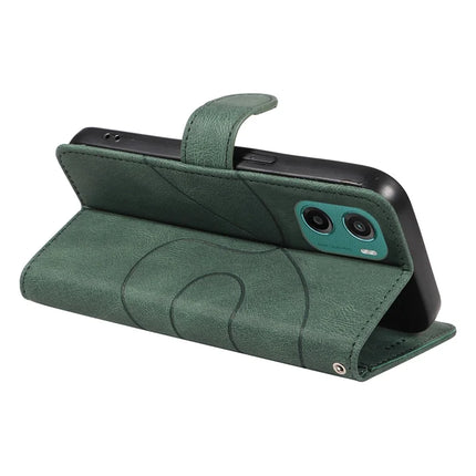 For Motorola Moto G05 4G Wallet Case Leather Phone Cover Stand with Curved Line Design