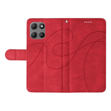 For Motorola Moto G15 4G Wallet Case Leather Phone Cover Stand with Curved Line Design