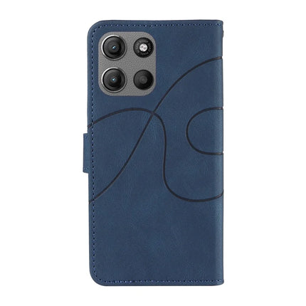 For Motorola Moto G15 4G Wallet Case Leather Phone Cover Stand with Curved Line Design