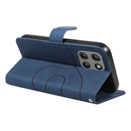 For Motorola Moto G15 4G Wallet Case Leather Phone Cover Stand with Curved Line Design