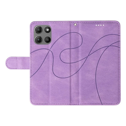For Motorola Moto G15 4G Wallet Case Leather Phone Cover Stand with Curved Line Design -  Light Purple