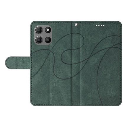 For Motorola Moto G15 4G Wallet Case Leather Phone Cover Stand with Curved Line Design