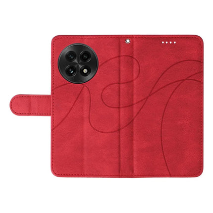 For OnePlus 13 Wallet Case Leather Phone Cover Stand with Curved Line Design