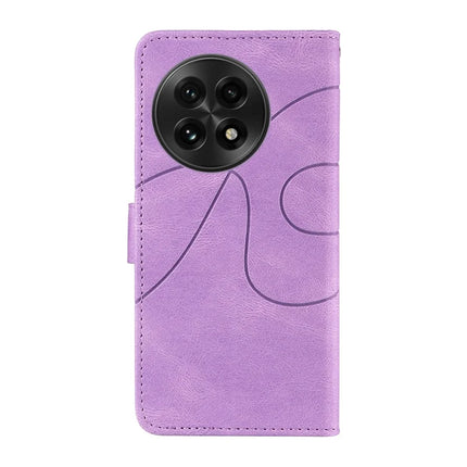 For OnePlus 13 Wallet Case Leather Phone Cover Stand with Curved Line Design -  Light Purple