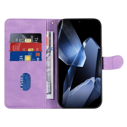 For OnePlus 13 Wallet Case Leather Phone Cover Stand with Curved Line Design -  Light Purple