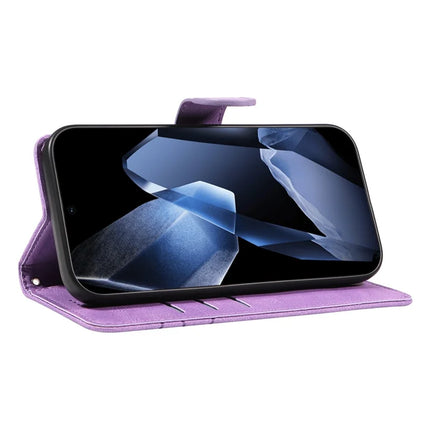 For OnePlus 13 Wallet Case Leather Phone Cover Stand with Curved Line Design -  Light Purple