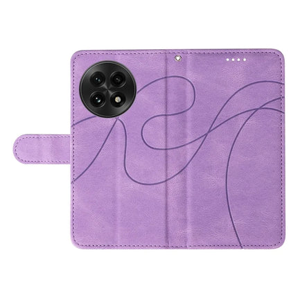 For OnePlus 13 Wallet Case Leather Phone Cover Stand with Curved Line Design -  Light Purple