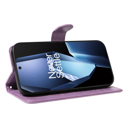For OnePlus 13R 5G PU Leather Case Flower Pattern Wallet Stand Phone Cover -  Light Purple