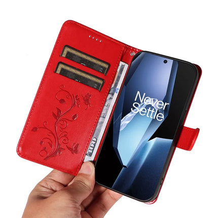 For OnePlus 13R 5G PU Leather Case Flower Pattern Wallet Stand Phone Cover