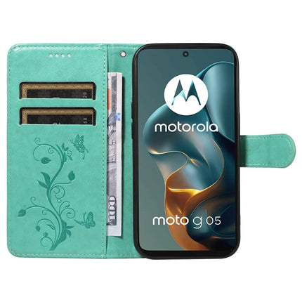 For Motorola Moto G05 4G PU Leather Case Flower Pattern Wallet Stand Phone Cover
