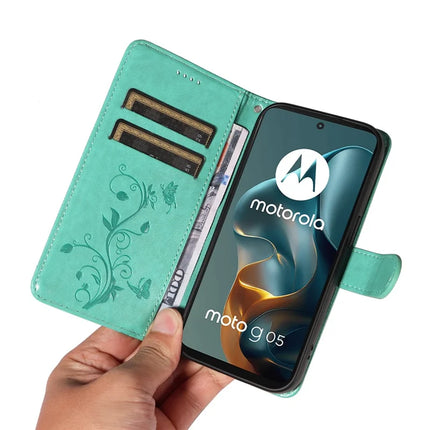 For Motorola Moto G05 4G PU Leather Case Flower Pattern Wallet Stand Phone Cover