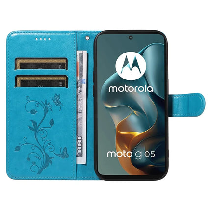 For Motorola Moto G05 4G PU Leather Case Flower Pattern Wallet Stand Phone Cover