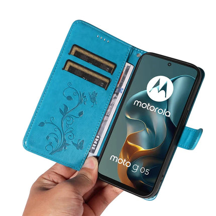 For Motorola Moto G05 4G PU Leather Case Flower Pattern Wallet Stand Phone Cover