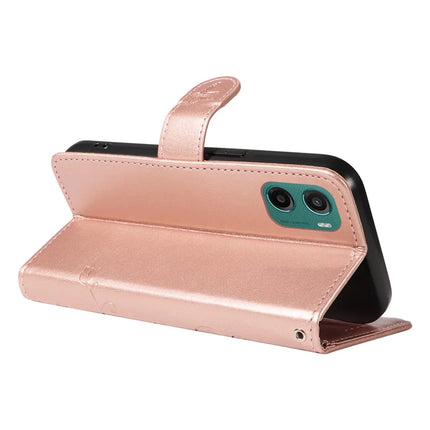 For Motorola Moto G05 4G PU Leather Case Flower Pattern Wallet Stand Phone Cover