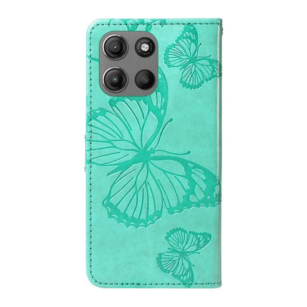 For Motorola Moto G15 4G Wallet Case Floral Butterfly Imprinted Leather Phone Cover Stand -  Green