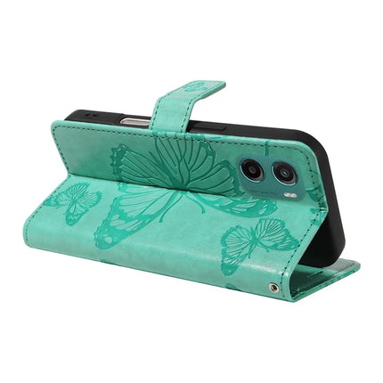 For Motorola Moto G05 4G Wallet Case Floral Butterfly Imprinted Leather Phone Cover Stand -  Green