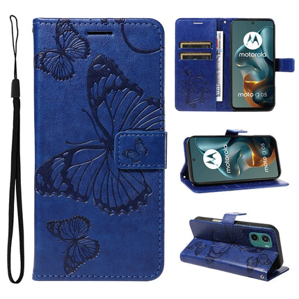 For Motorola Moto G05 4G Wallet Case Floral Butterfly Imprinted Leather Phone Cover Stand - Blue
