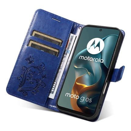 For Motorola Moto G05 4G Wallet Case Floral Butterfly Imprinted Leather Phone Cover Stand