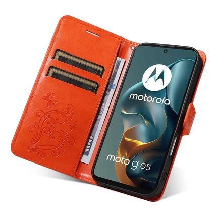 For Motorola Moto G05 4G Wallet Case Floral Butterfly Imprinted Leather Phone Cover Stand
