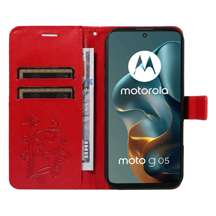 For Motorola Moto G05 4G Wallet Case Floral Butterfly Imprinted Leather Phone Cover Stand