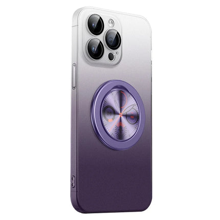 For iPhone 16 Pro Case Dial Kickstand Gradient Color Hard PC Phone Case - Purple