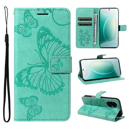 For Honor 300 Wallet Case Floral Butterfly Imprinted Leather Phone Cover Stand -  Green