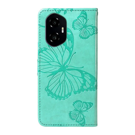 For Honor 300 Wallet Case Floral Butterfly Imprinted Leather Phone Cover Stand -  Green