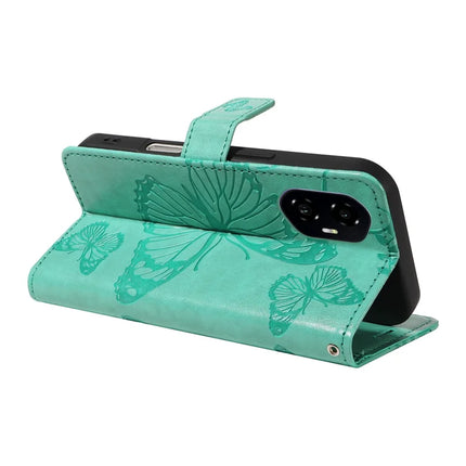 For Honor 300 Wallet Case Floral Butterfly Imprinted Leather Phone Cover Stand -  Green