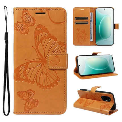 For Honor 300 Wallet Case Floral Butterfly Imprinted Leather Phone Cover Stand -  Yellow