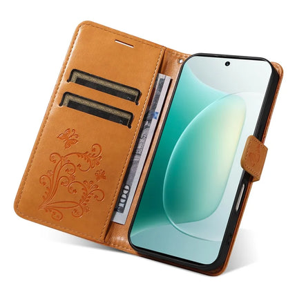 For Honor 300 Wallet Case Floral Butterfly Imprinted Leather Phone Cover Stand -  Yellow