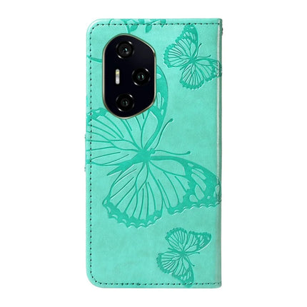 For Honor 300 Ultra / Honor 300 Pro Wallet Case Floral Butterfly Imprinted Leather Phone Cover Stand -  Green