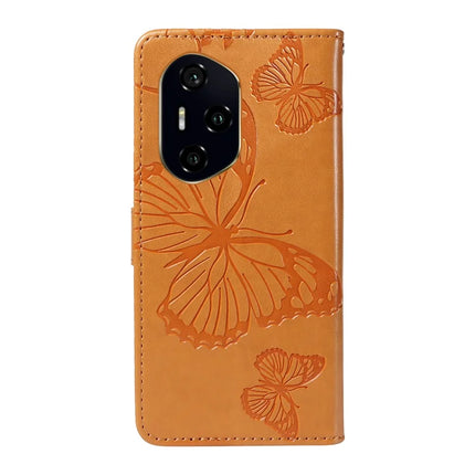 For Honor 300 Ultra / Honor 300 Pro Wallet Case Floral Butterfly Imprinted Leather Phone Cover Stand -  Yellow