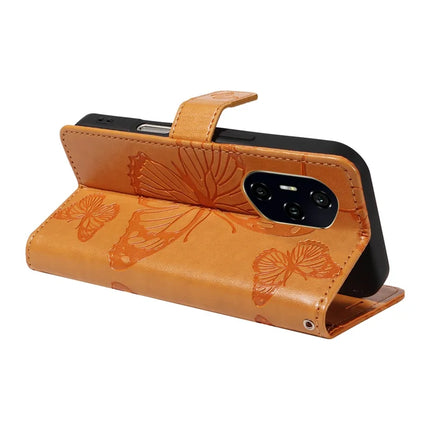 For Honor 300 Ultra / Honor 300 Pro Wallet Case Floral Butterfly Imprinted Leather Phone Cover Stand -  Yellow