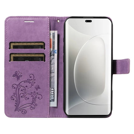 For Honor 300 Ultra / Honor 300 Pro Wallet Case Floral Butterfly Imprinted Leather Phone Cover Stand