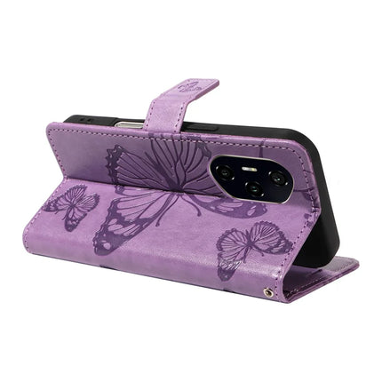 For Honor 300 Ultra / Honor 300 Pro Wallet Case Floral Butterfly Imprinted Leather Phone Cover Stand