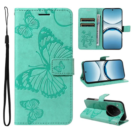 For Oppo Find X8 5G Wallet Case Floral Butterfly Imprinted Leather Phone Cover Stand -  Green