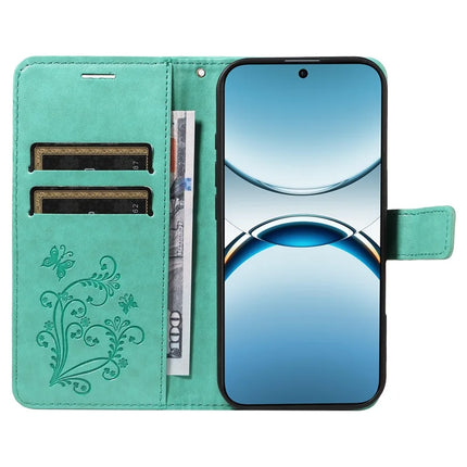For Oppo Find X8 5G Wallet Case Floral Butterfly Imprinted Leather Phone Cover Stand -  Green