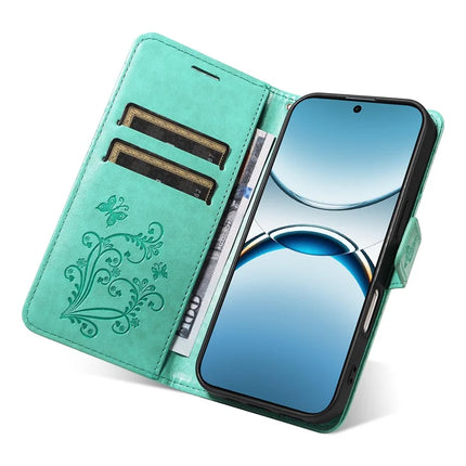 For Oppo Find X8 5G Wallet Case Floral Butterfly Imprinted Leather Phone Cover Stand -  Green