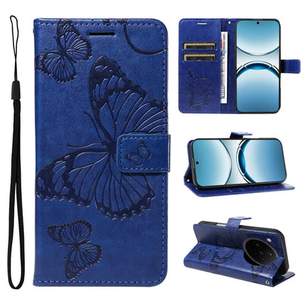 For Oppo Find X8 5G Wallet Case Floral Butterfly Imprinted Leather Phone Cover Stand - Blue